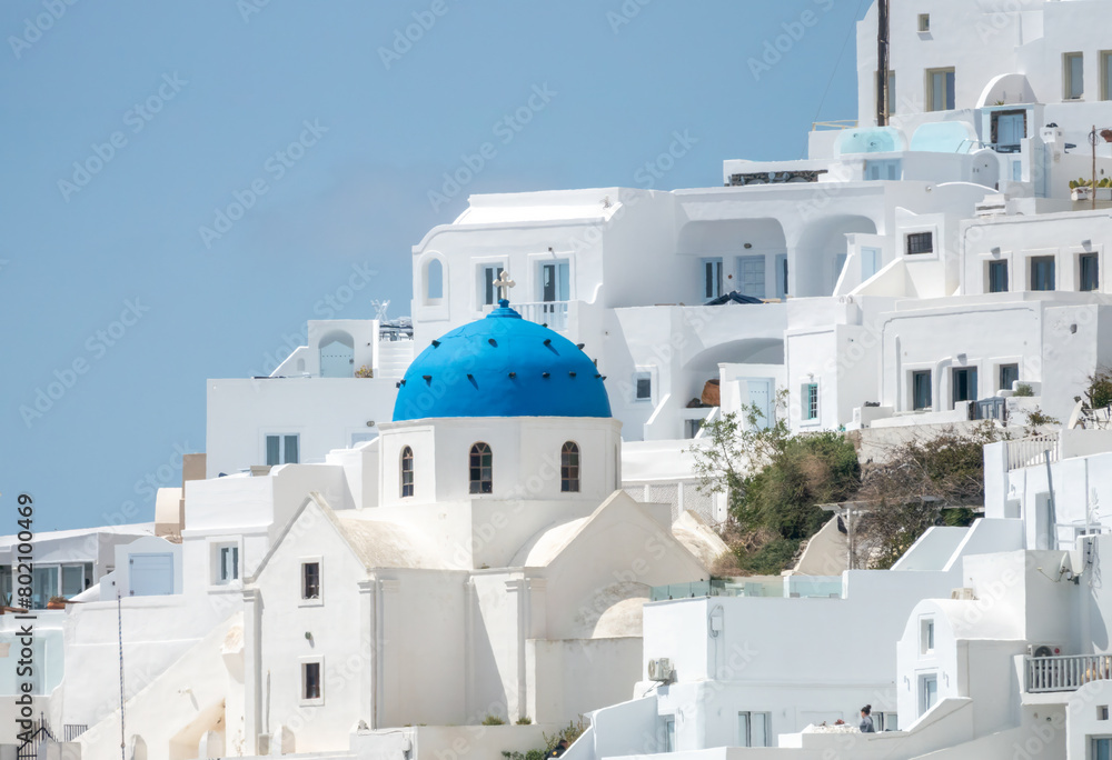 The unique beauty of the aegean traditional style, Fira,  Santorini, Cyclades islands, South Aegean Sea, Greece