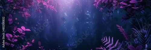 Banner background for an abstract floral design that blends neon blooms with shadowy ferns, Sharpen banner background concept 3D with copy space