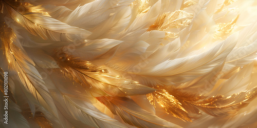 Goldens luxurious orange and white feathers bird beautiful abstract background illustration photo