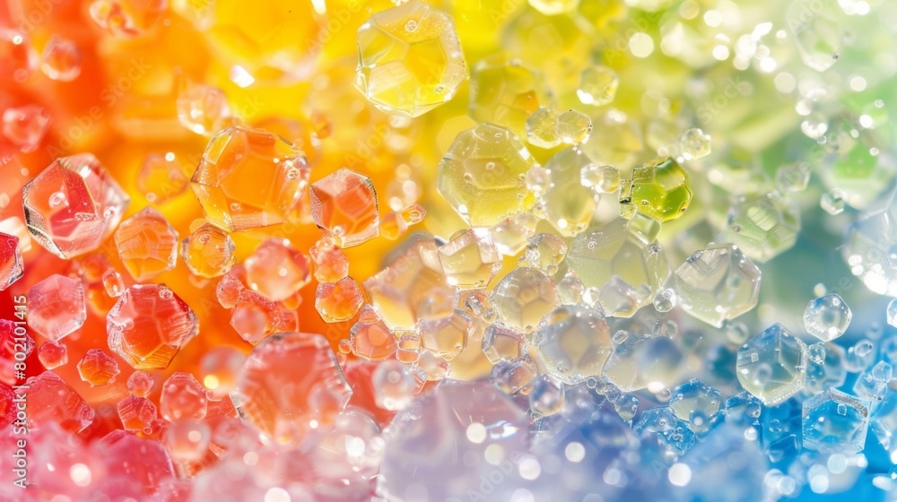 Macro photography of colorful salt crystals with a brilliant display of yellow, orange, and green hues. Macro photography of colorful salt crystals with a brilliant display of yellow, orange, and green hues.