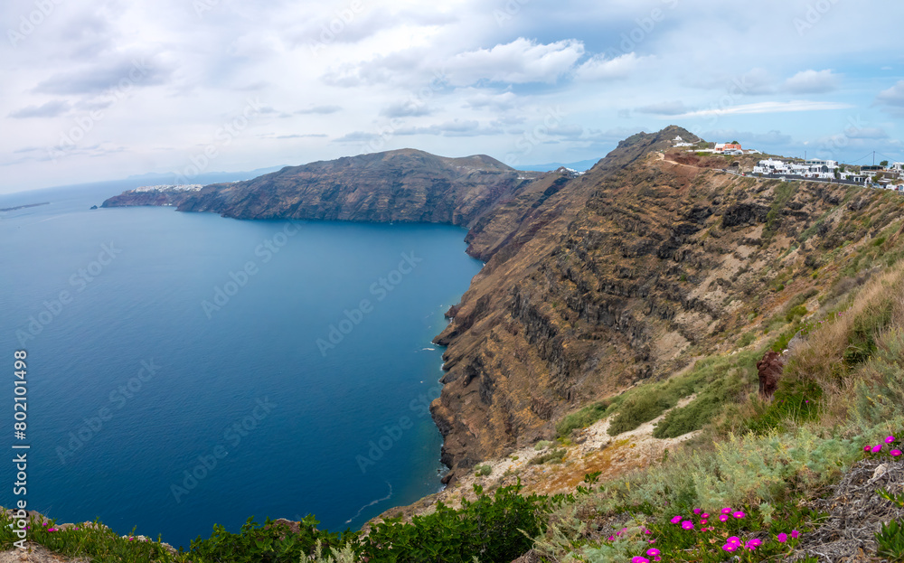 Fototapeta premium The western tip of the island of Thira, Santorini, Cyclades islands, South Aegean Sea, Greece
