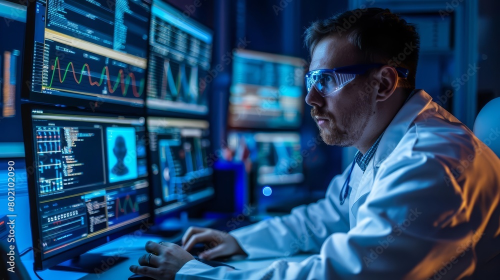 In a hightech lab, engineers develop cuttingedge software for optimizing search engine results, hitech cyber look Sharpen close up with copy space In a hightech lab, engineers develop cuttingedge software for optimizing search engine results, hitech cyber look Sharpen close up with copy space