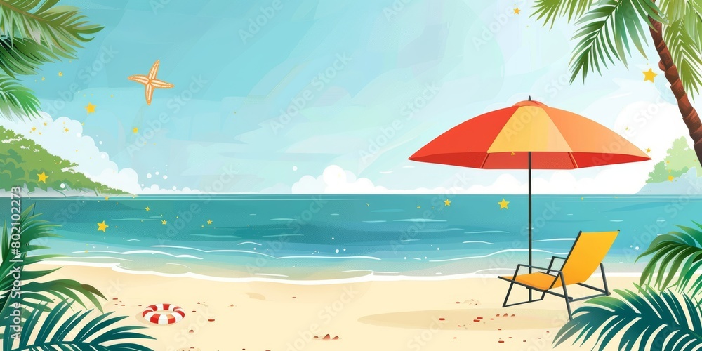 Summer Beach Scene for Design Elements Generative AI