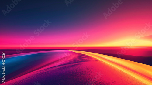 Marvel at the transformative allure of a sunrise gradient canvas alive with vibrancy, as bold colors blend into deep hues, creating an immersive space for graphic utilization.