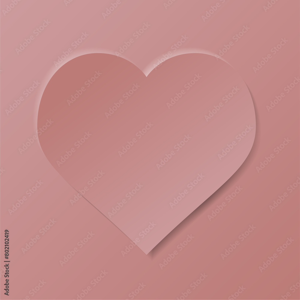 Aesthetic pastel color pink background frame with heart, in minimalistic design