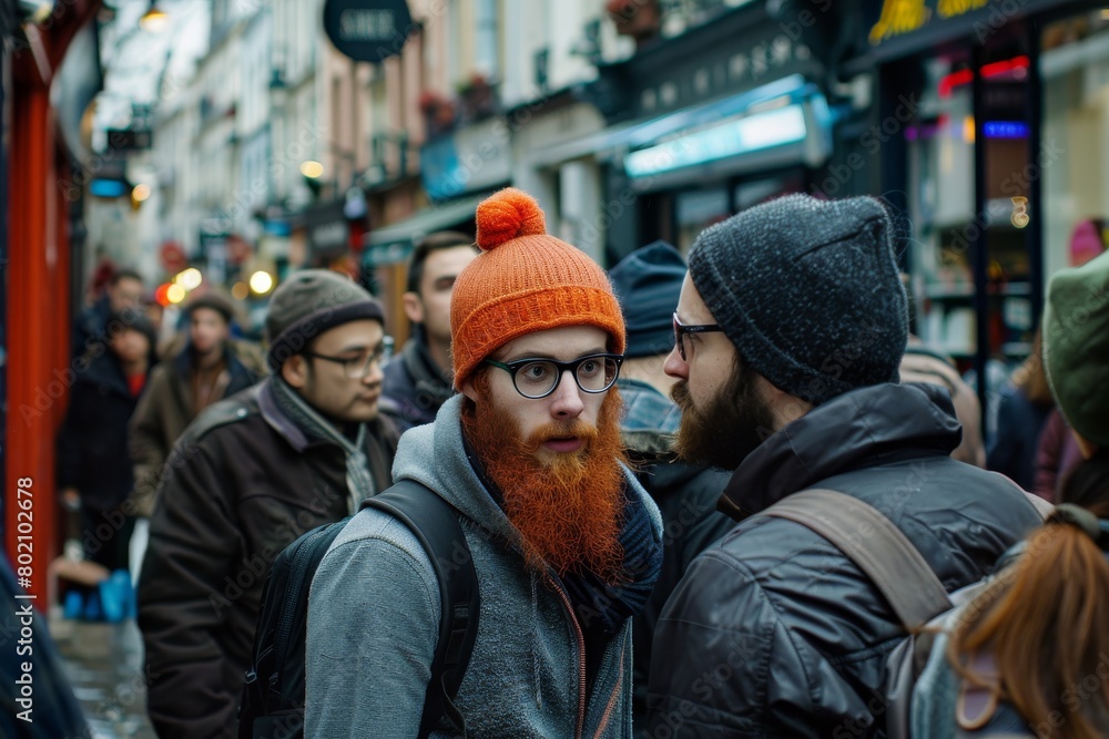 Man with red beard in Paris, France