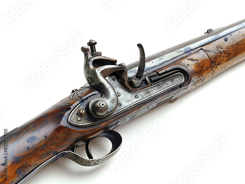 Rifle isolated white background, a high-precision weapon that challenges the stability and skill