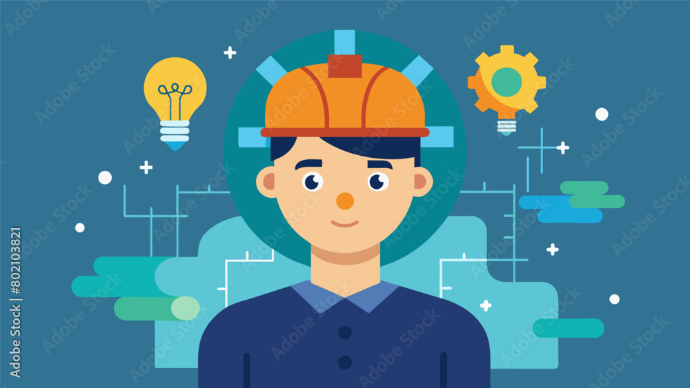 An engineer with dyspraxia excels in problemsolving and innovative thinking coming up with creative solutions to complex tasks.. Vector illustration