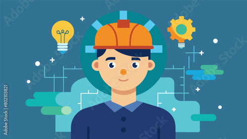 An engineer with dyspraxia excels in problemsolving and innovative thinking coming up with creative solutions to complex tasks.. Vector illustration