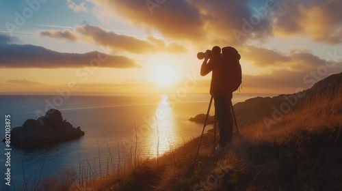 A photographer capturing the perfect shot during golden hour.