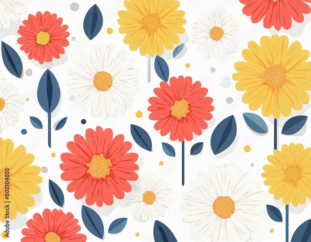 Chamomile daisy flower buds pattern on white background. Minimal summer flower composition Chamomile daisy flower buds pattern on white background. Minimal summer flower composition