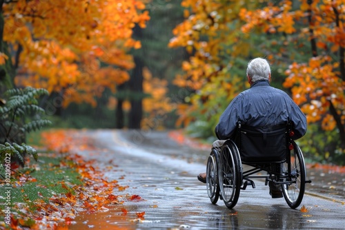Wallpaper Mural Man in Wheelchair on Wet Road Torontodigital.ca