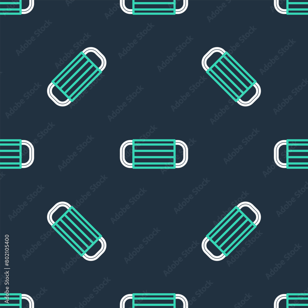 Line Medical protective mask icon isolated seamless pattern on black background. Vector Line Medical protective mask icon isolated seamless pattern on black background. Vector