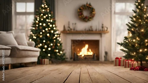 Wallpaper Mural christmas tree in front of fireplace Torontodigital.ca