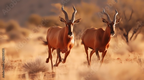 Male and female Red Hartebeest in the Namib Desert, Namibia photo