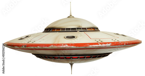 Fototapeta Naklejka Na Ścianę i Meble -  Retro-style spaceship model with realistic vintage textures isolated on white