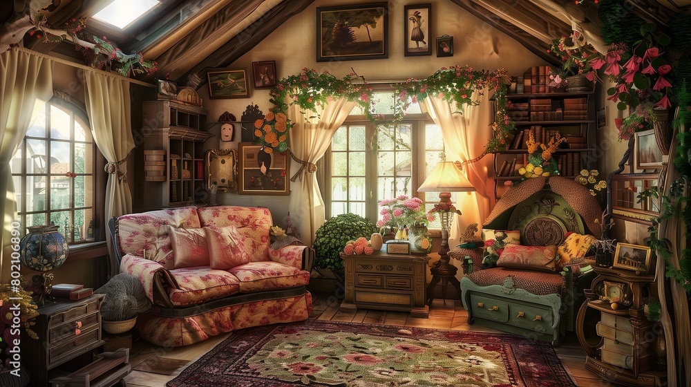 Whimsical Fairy Tale Cottage Living Room