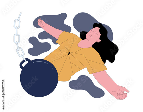 Fear of emotional overwhelm. Exhausted scared woman burdened