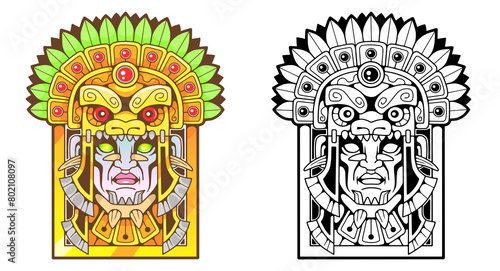Aztec mythological god  illustration design