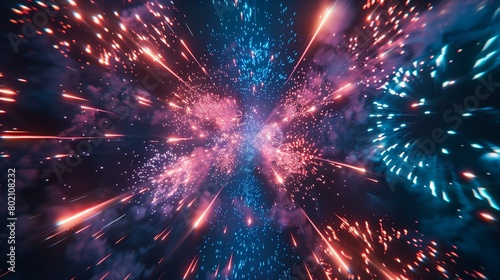 Fireworks bursting in the night sky, illuminating the darkness with a kaleidoscope of colors.