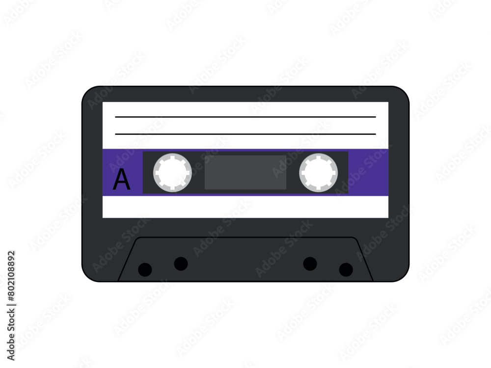 Retro music cassettes in the style of the 90s and 2000s. Musical hits of the 90s. Cassette tape symbol drawn. Vector illustration
