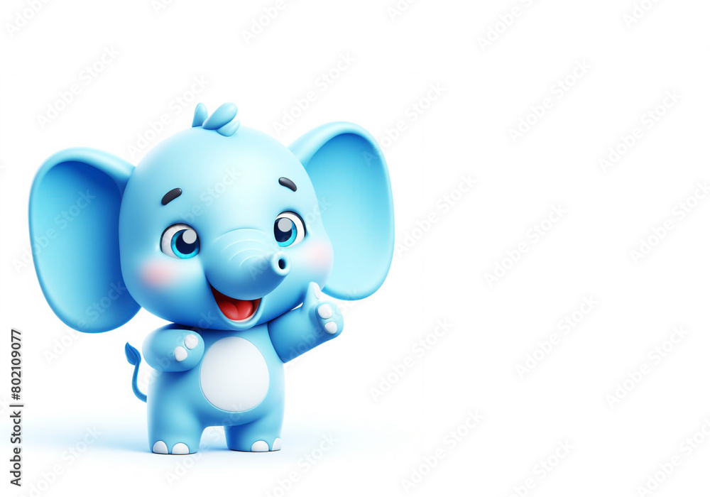 3D funny elephant cartoon on white background 3D funny elephant cartoon on white background