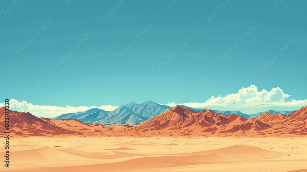 Minimalist Nature Desert: An illustration of a minimalist desert landscape