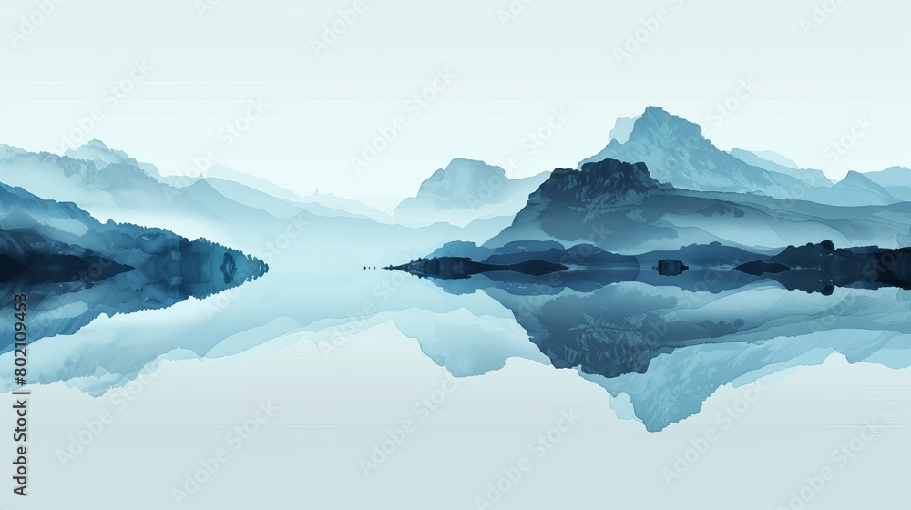 Minimalist Nature Reflection: An illustration of a minimalist reflection