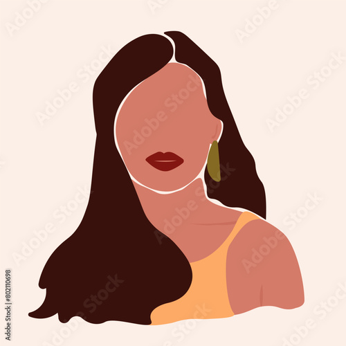 Faceless abstract woman portrait flat