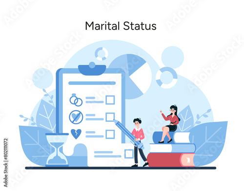 This vector illustration insightfully maps out marital demographics for market segmentation, spotlighting consumer behavior
