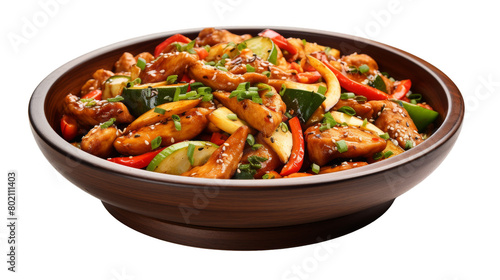 Delicious Chicken Stir Fry Cuisine Isolated on Transparent Background PNG