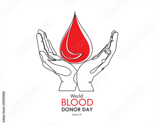One continuous single line drawing of hand give blood isolated on white background minimalism design.