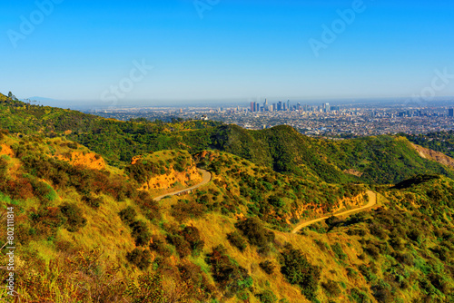 Symmetrical Trails  Griffith Park s Serpentine Paths with Cityscape