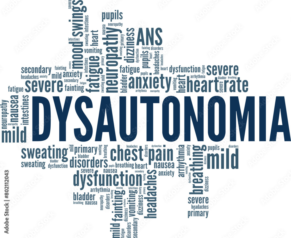 Dysautonomia word cloud conceptual design isolated on white background. Dysautonomia word cloud conceptual design isolated on white background.