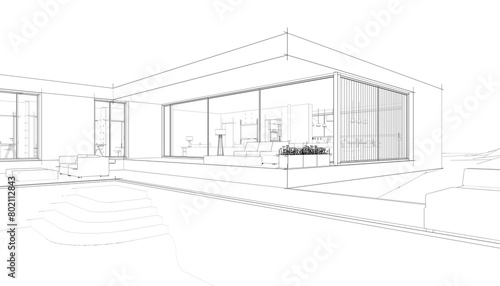 house building sketch architecture 3d illustration