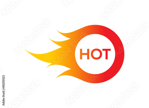 rapid flame and the word hot. hot concept