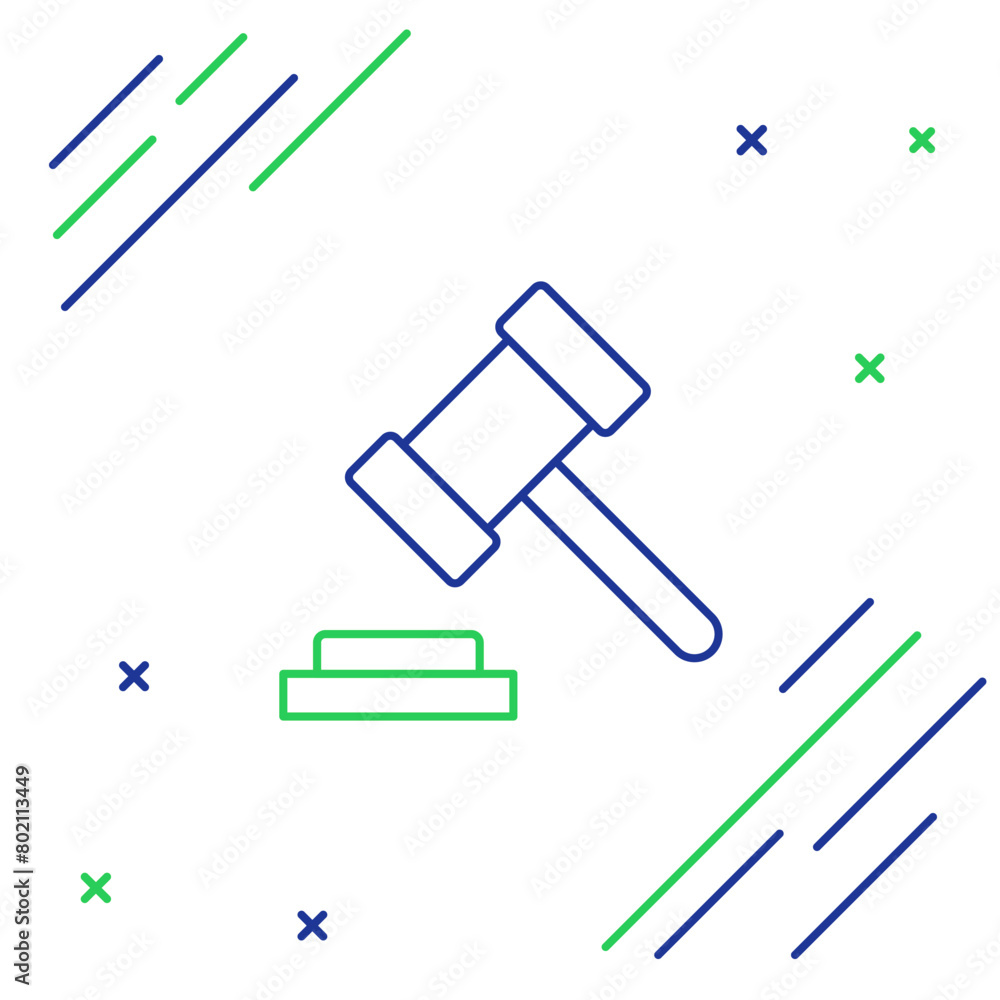 Line Judge gavel icon isolated on white background. Gavel for adjudication of sentences and bills, court, justice. Auction hammer. Colorful outline concept. Vector Line Judge gavel icon isolated on white background. Gavel for adjudication of sentences and bills, court, justice. Auction hammer. Colorful outline concept. Vector