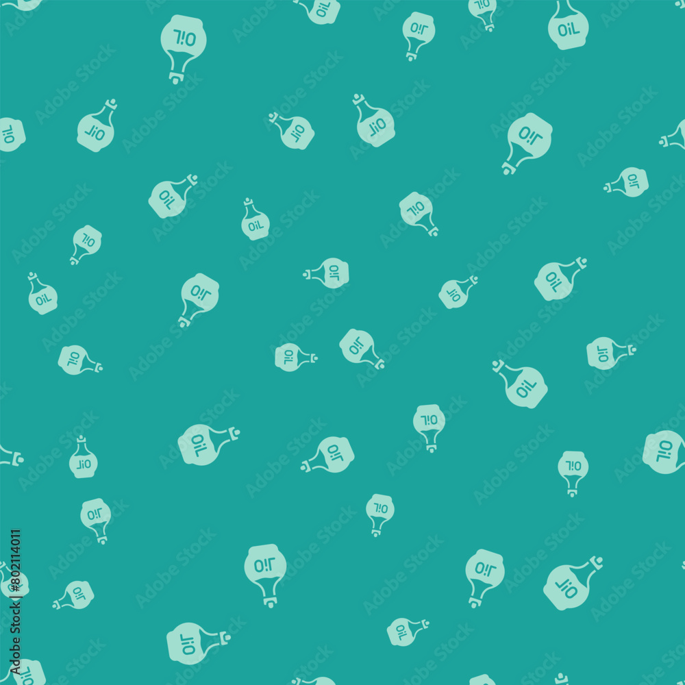 Green Essential oil bottle icon isolated seamless pattern on green background. Organic aromatherapy essence. Skin care serum glass drop package. Vector Green Essential oil bottle icon isolated seamless pattern on green background. Organic aromatherapy essence. Skin care serum glass drop package. Vector
