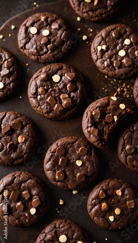 Overhead Shot of Rich Chocolate Cookies for an Irresistible Treat.