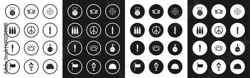 Set Target sport for shooting competition, Peace, Bullet, Military reward medal, knife, Hand grenade and icon. Vector