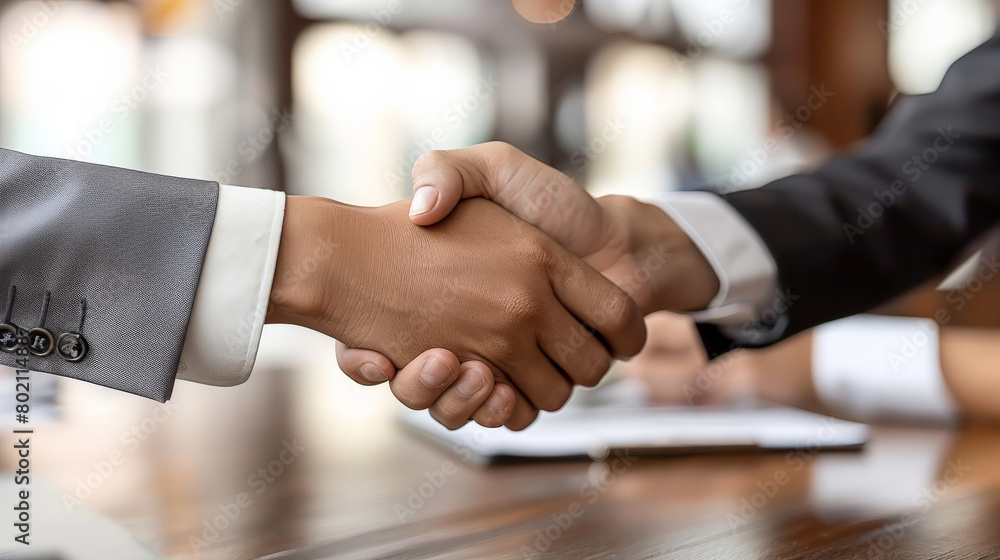 A close-up of a confident handshake between two business professionals.. Two Professionals Seal the Deal with a Firm Handshake over a Boardroom Table. A close-up of a confident handshake between two business professionals.. Two Professionals Seal the Deal with a Firm Handshake over a Boardroom Table.