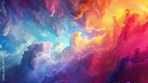 Marvel at the explosive burst of hues, converging into a mesmerizing gradient wave of unparalleled beauty. photo