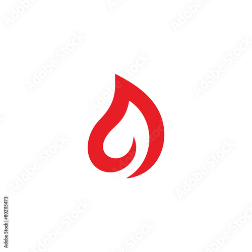 red flame curves simple geometric logo vector