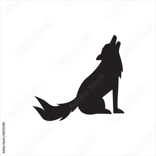 silhouette of wolf black and white