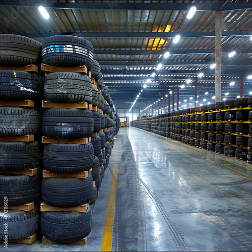 Discover Stacks of Retreaded Tires in a Sustainable Manufacturing Facility photo