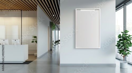 mockup poster stand in an beauty center or clinic environment as wide banner design with blank empty copy space area