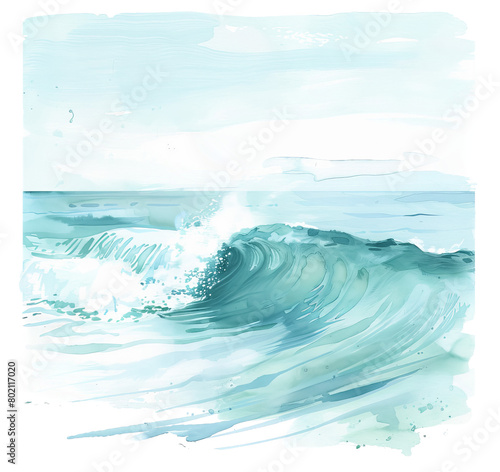 Gentle ocean wave in watercolor style