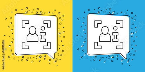 Set line Television report icon isolated on yellow and blue background. TV news. Vector
