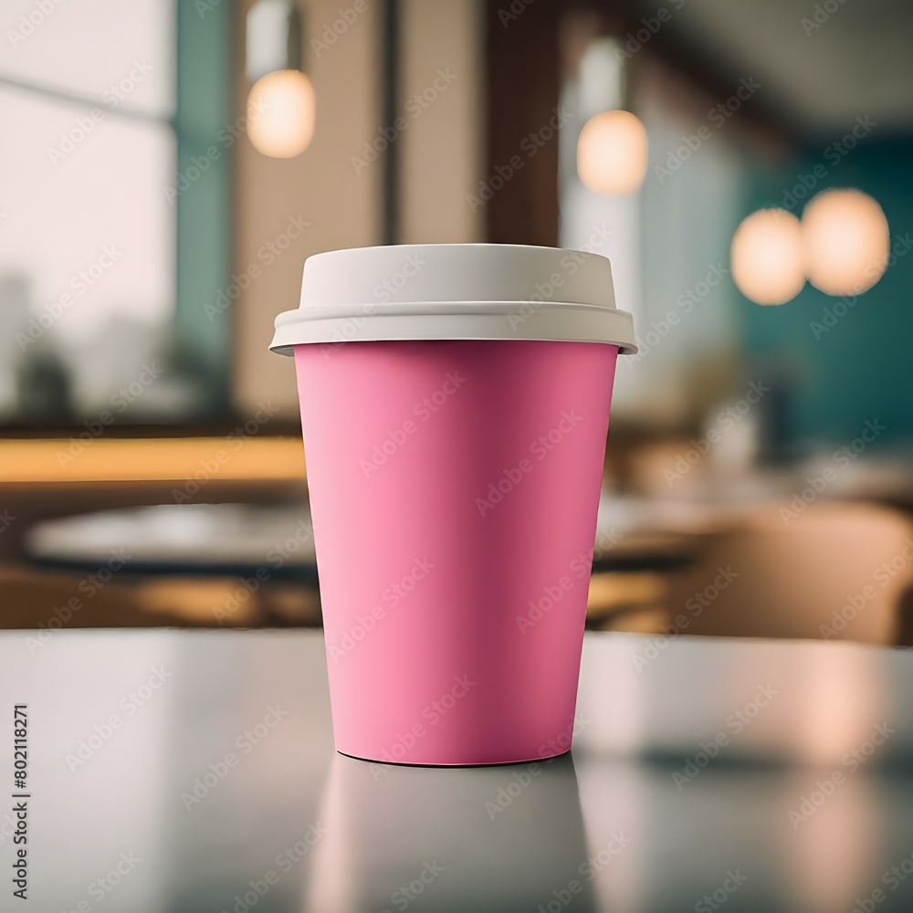 PINK realistic mockup of paper cup with lid on transparent background PINK realistic mockup of paper cup with lid on transparent background