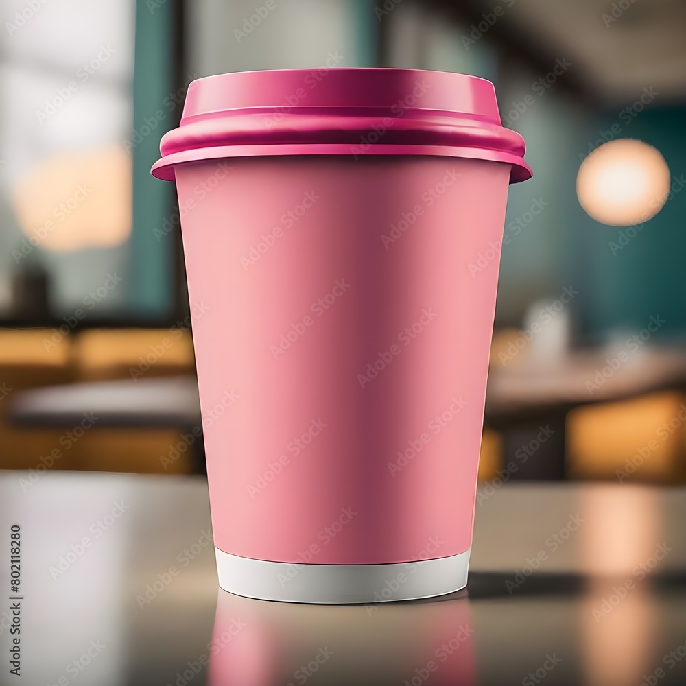 PINK realistic mockup of paper cup with lid on transparent background PINK realistic mockup of paper cup with lid on transparent background